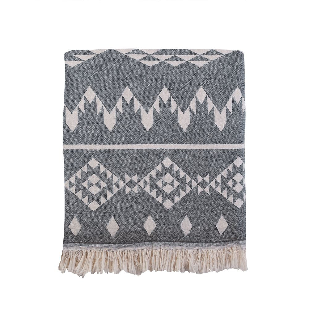 Kilim Knotty Beach Blanket - Charcoal - Knotty.com.au