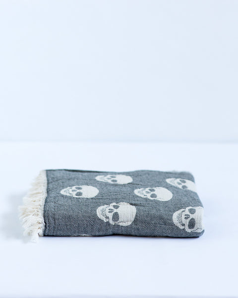 SKULL Knotty Turkish Towel -  Charcoal
