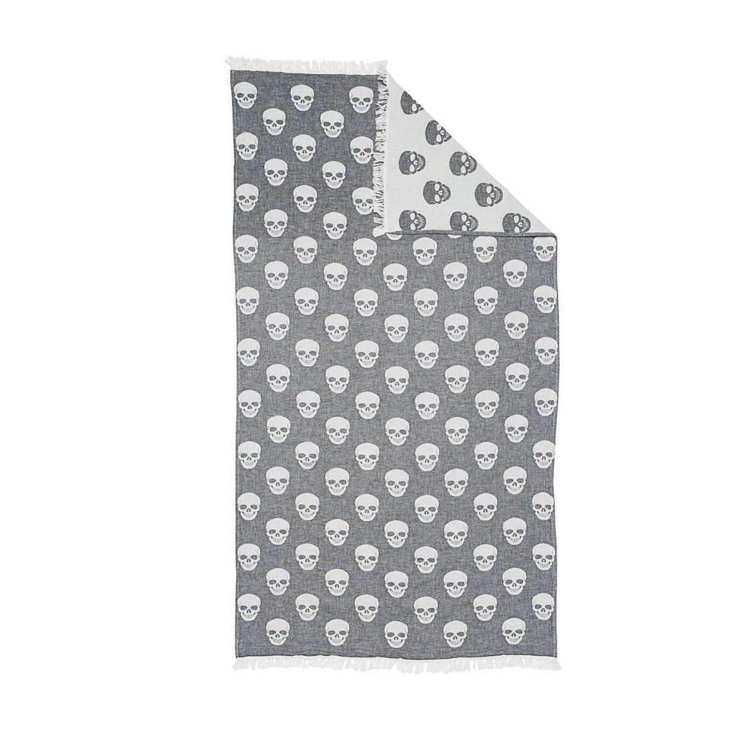 SKULL Knotty Turkish Towel -  Charcoal